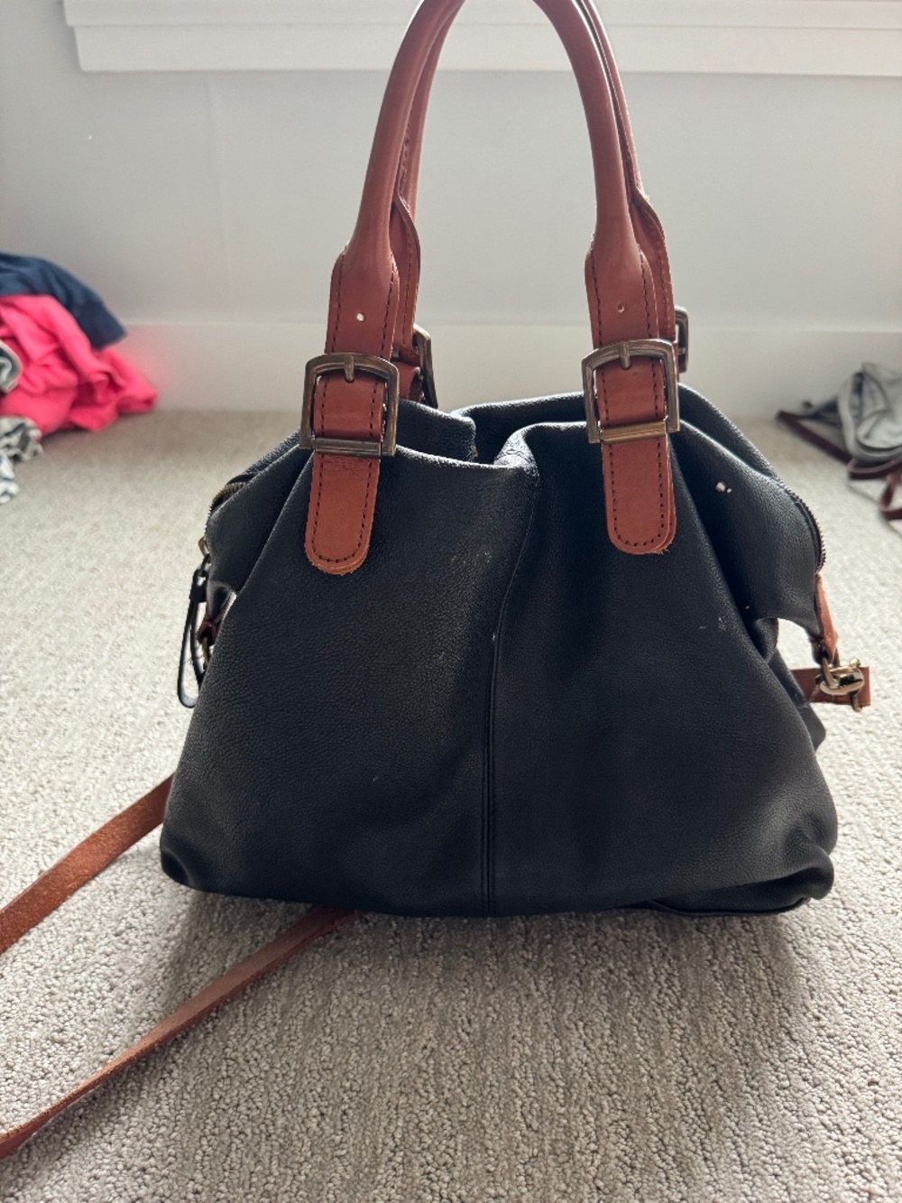 Mark and Graham Black leather bag